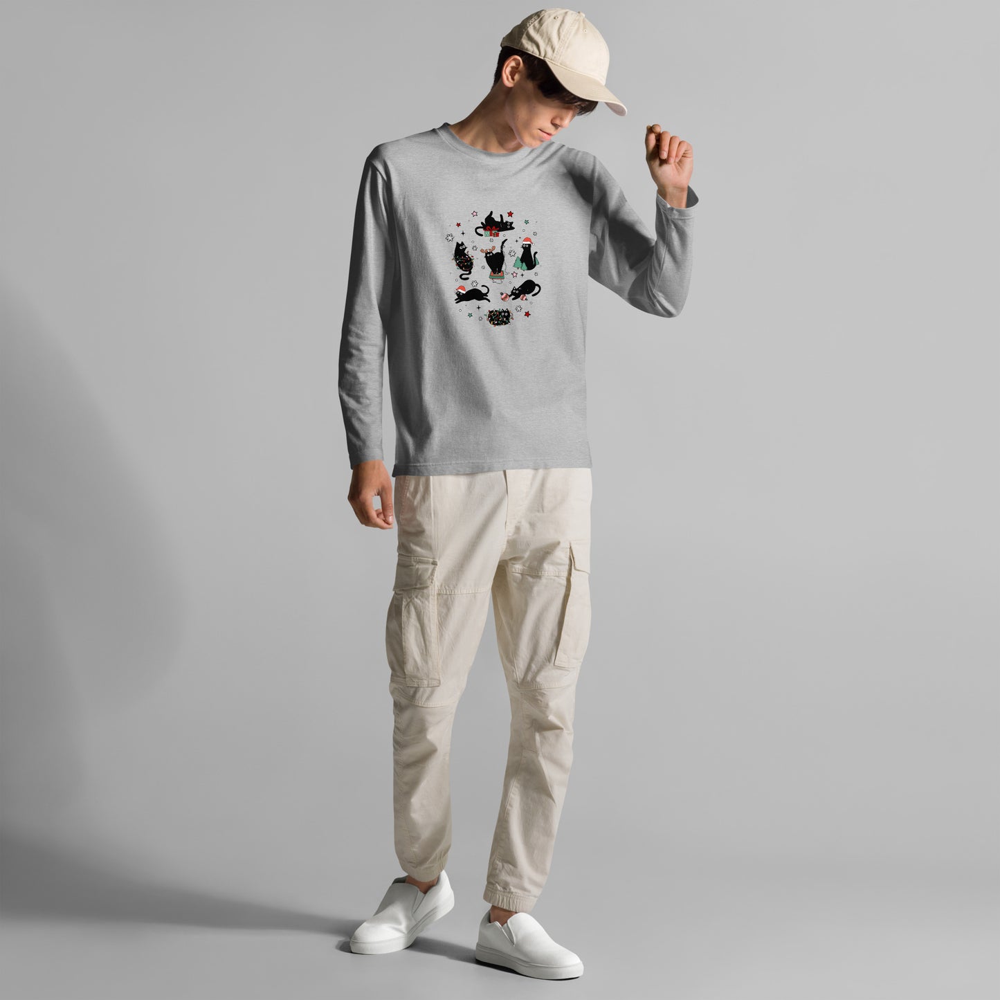 【クリスマス限定商品】猫 ロン t 猫 長袖 t シャツ ねこ 猫イラスト 猫クリスマス.