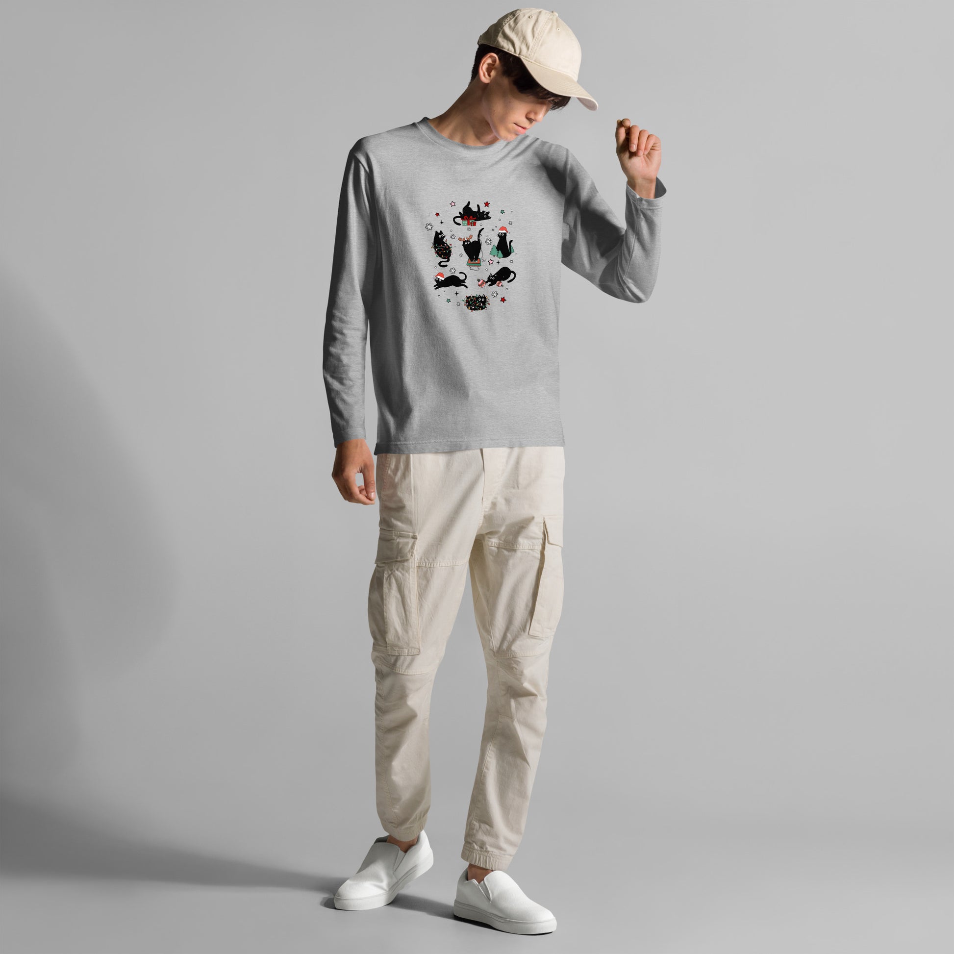 【クリスマス限定商品】猫 ロン t 猫 長袖 t シャツ ねこ 猫イラスト 猫クリスマス.