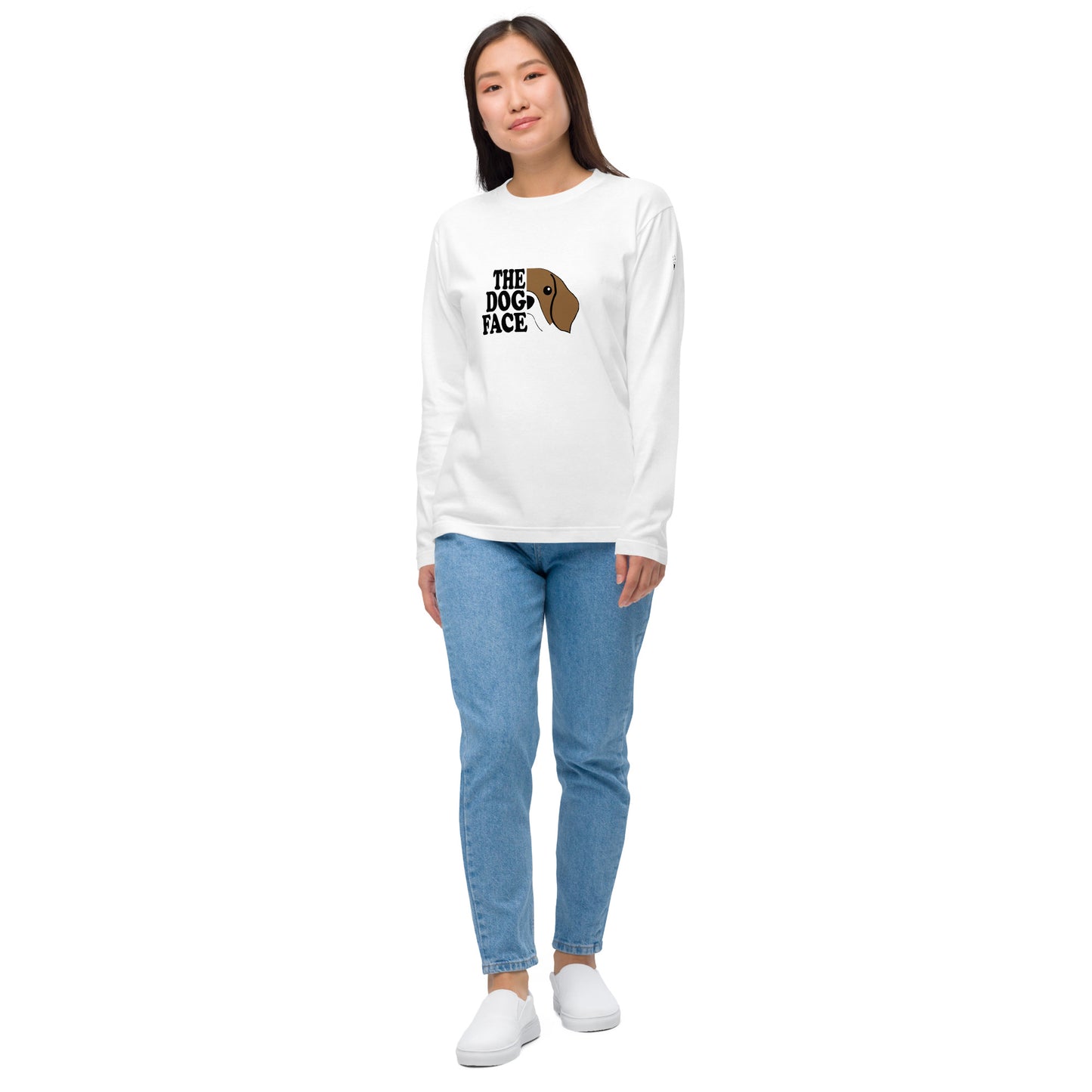 犬 ロン t 長袖tシャツ いぬ 犬イラスト THE DOG FACE.