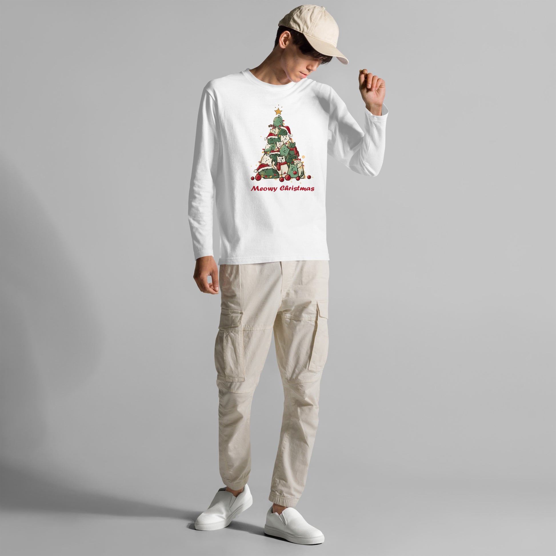 【クリスマス限定商品】猫 ロン t 猫 長袖 t シャツ ねこ 猫イラスト 猫クリスマス.