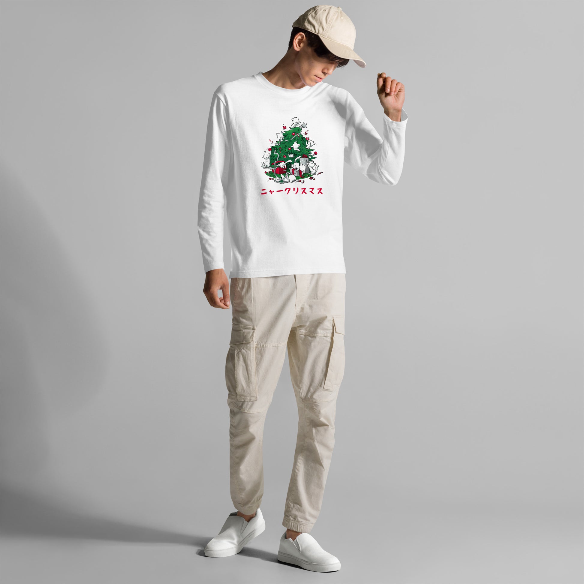 【クリスマス限定商品】猫 ロン t 猫 長袖 t シャツ ねこ 猫イラストニャークリスマス.