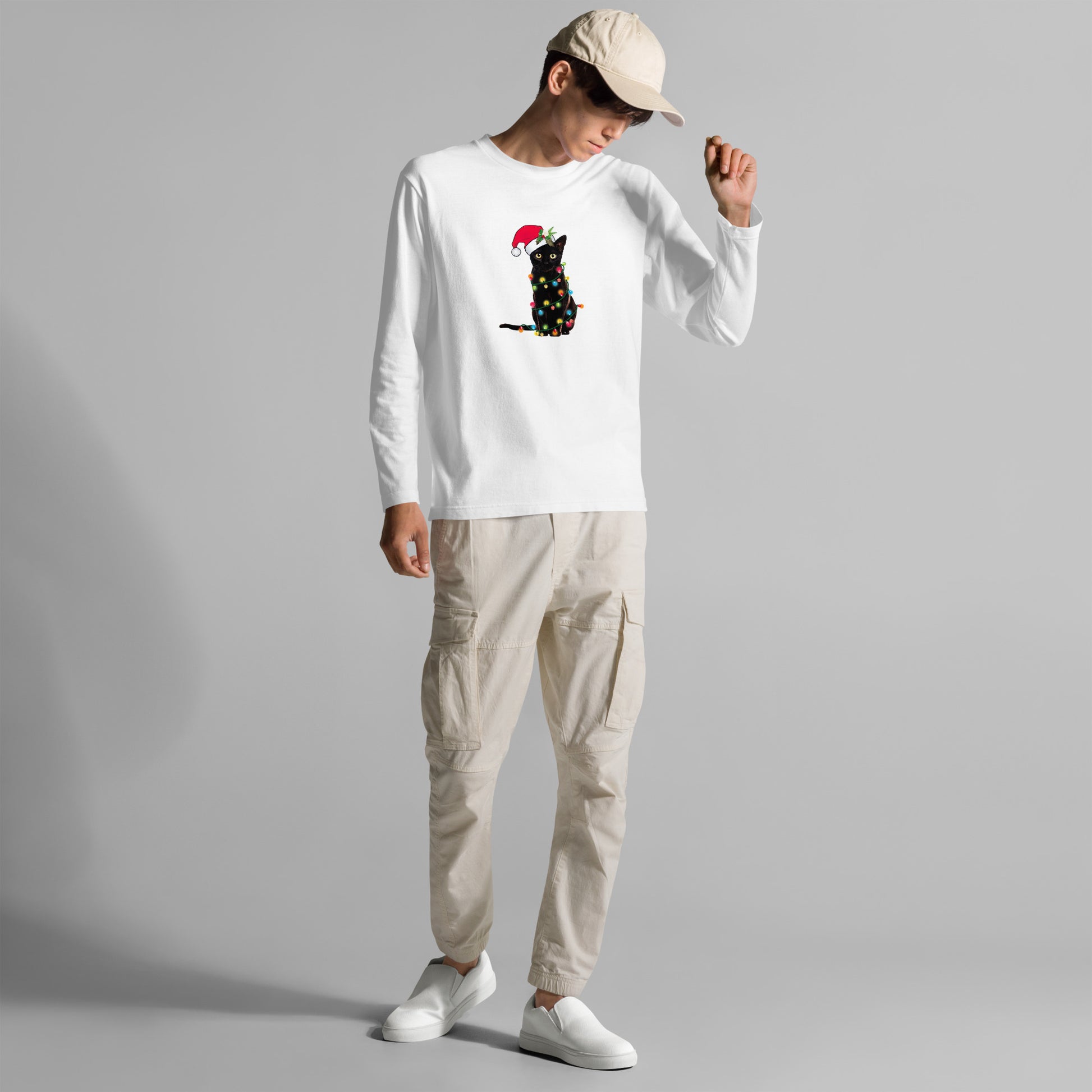 【クリスマス限定商品】猫 ロン t 猫 長袖 t シャツ ねこ 猫イラスト 猫クリスマス.