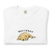 犬 tシャツ 犬イラスト ゴールデンレトリバー犬 明日から本気出す |アダルト&キッズサイズ