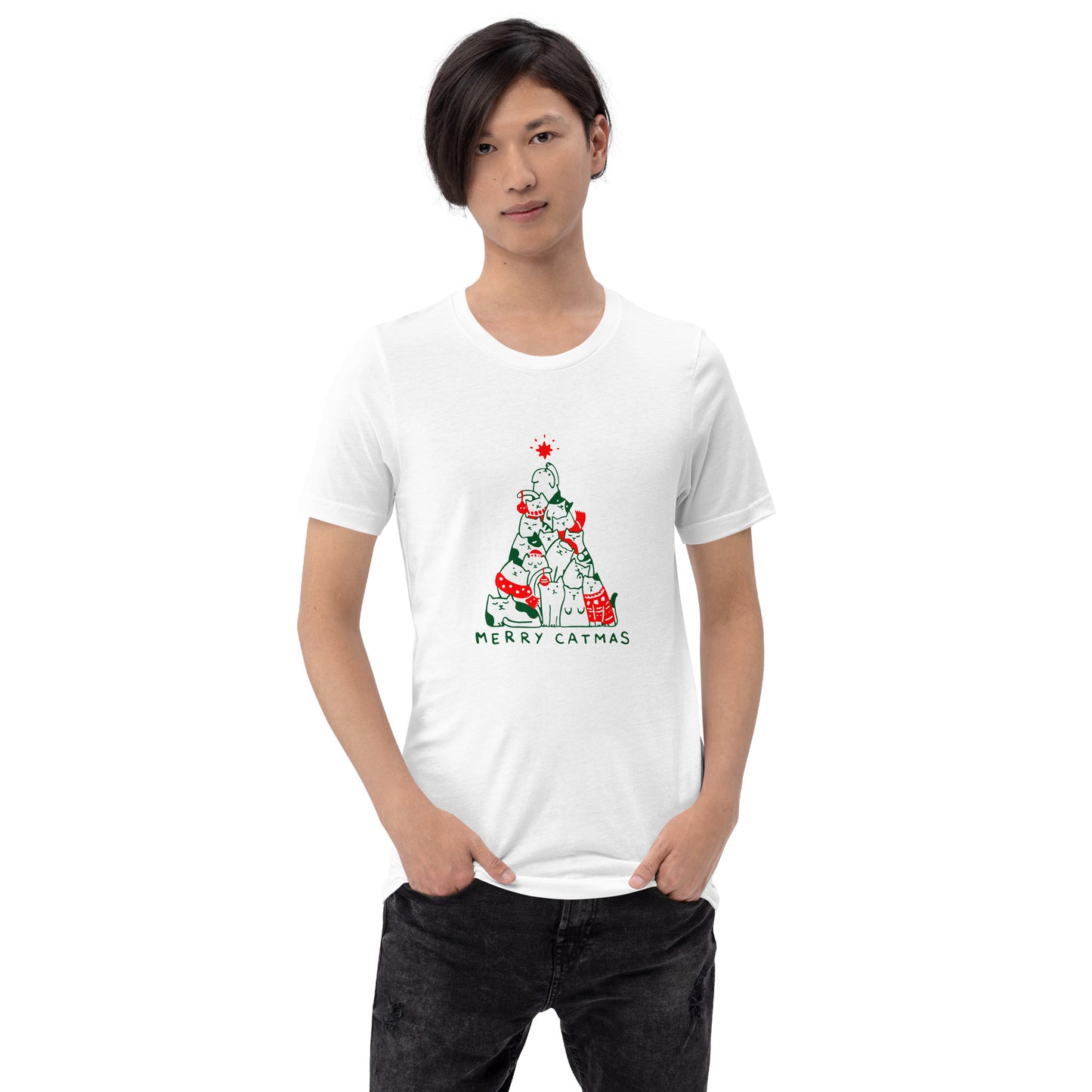 【クリスマス限定商品】猫tシャツ ねこ 猫イラスト 猫クリスマス.