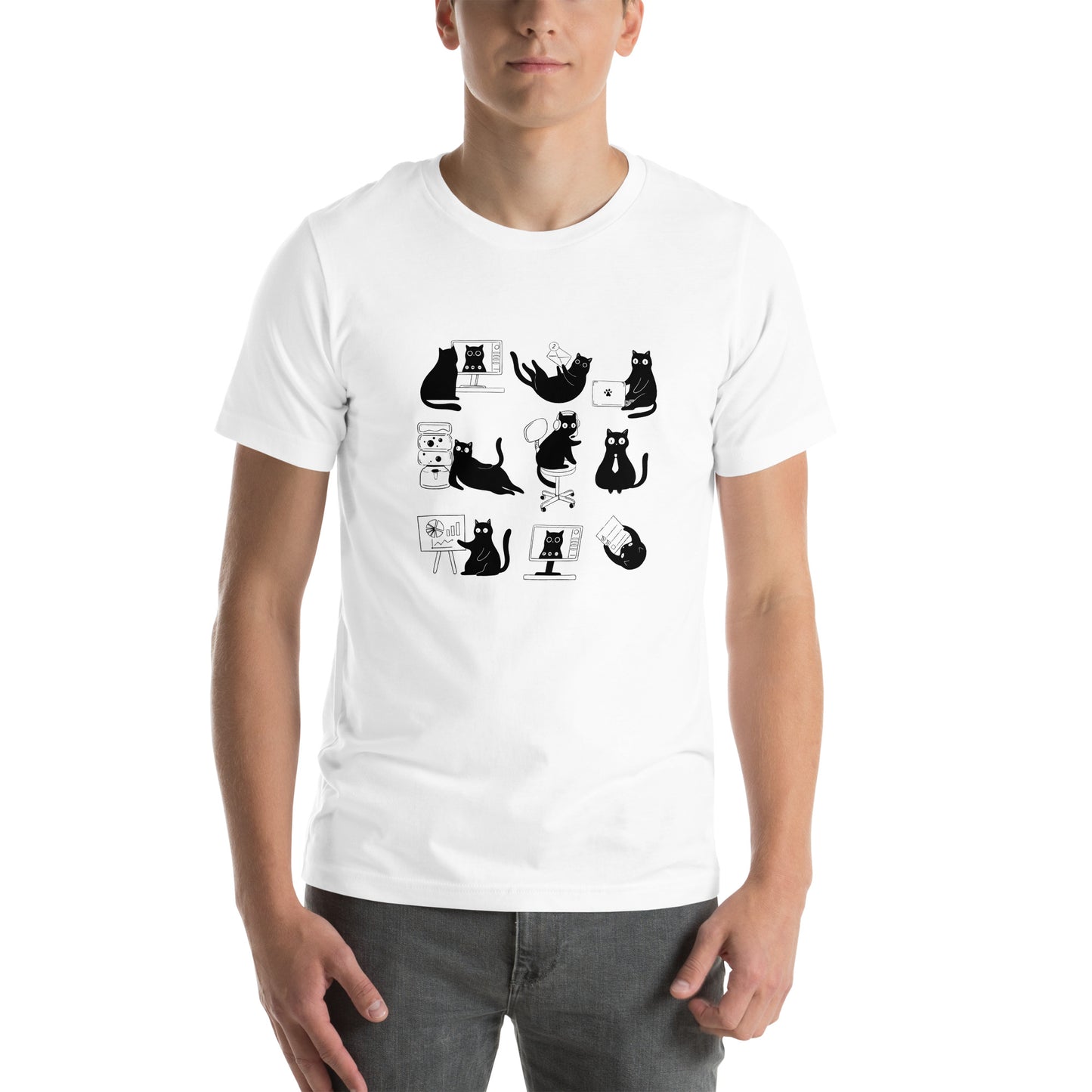 猫tシャツ ねこ 猫イラスト おもしろ tシャツ かわいい サラリーにゃん サラリーネコ|アダルト&キッズサイズ.