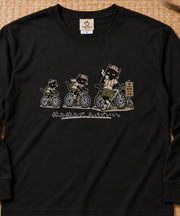 BIKE CAT | 休み休みで、ちょうどいい。 黒猫 ロングスリーブTシャツ | フロントプリント