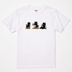Coffee Time Cat コーヒーを楽しむ黒猫デザイン | Tシャツ | フロントのみプリント