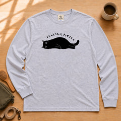 Cat Doing Nothing 脱力猫のメッセージデザイン | 長袖Tシャツ | フロントのみプリント