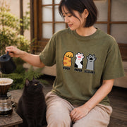 Rock Paper Scissors | 猫じゃんけん おもしろ 肉球 猫 Tシャツ | フロントのみプリント