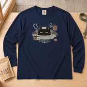 Onsen Cat 「もう出たくない。」温泉猫 ロンT 長袖Tシャツ｜フロントプリント
