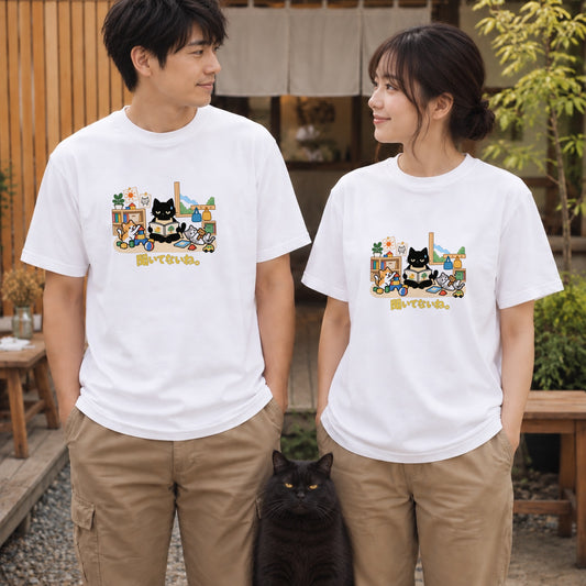 Kindergarten Cat 「聞いてないね。」黒猫 Tシャツ｜フロントプリント