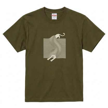液体猫 オプティカルアート Tシャツ