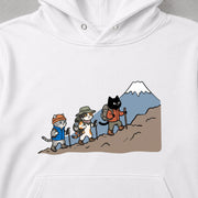 HIKING CATS | 手描き風 登山 猫 富士山グラフィック レジャー カジュアル パーカー【猫雑貨・山登りウェア・普段着・ユニセックス・ギフトに最適】