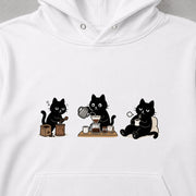 Coffee Time Cat コーヒーを楽しむ黒猫デザイン | パーカー | フロントのみプリント
