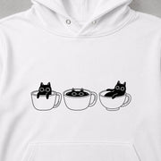 Cats In Cups カップに入った3匹の黒猫 | パーカー | フロントのみプリント