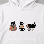 Cozy Reading Cat 3 読書を楽しむ黒猫デザイン | パーカー | フロントのみプリント