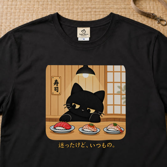 Sushi Cat 迷ったけど、いつもの。 Tシャツ｜フロントプリント