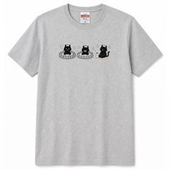 Onsen Cat 3 温泉を満喫する黒猫 | Tシャツ | フロントのみプリント