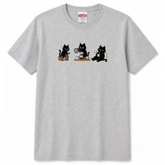 Coffee Time Cat コーヒーを楽しむ黒猫デザイン | Tシャツ | フロントのみプリント