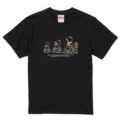 休み休みで、ちょうどいい。 | 黒猫 ロードバイク サイクリング 峠 珈琲 休憩 おもしろ Tシャツ【自転車好き・ポタリング・チャリ・猫グッズ・かわいい・誕生日ギフトに最適】