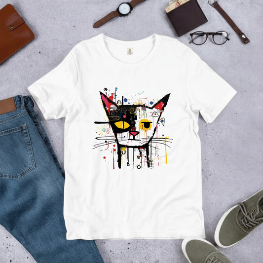 アブストラクト猫アート Tシャツ ｜ 猫好き・おしゃれ好きに人気