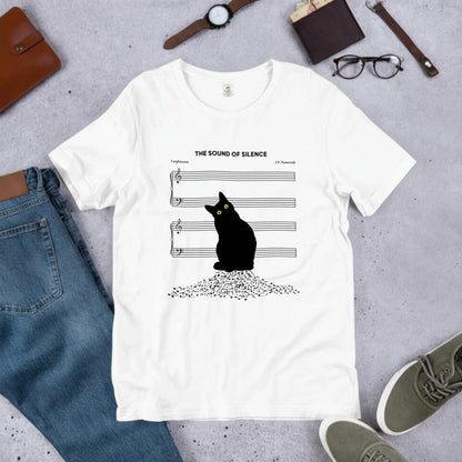 The Sound of Silence 黒猫 Tシャツ ｜ 猫好き・音楽好き・おもしろ・シュールに人気