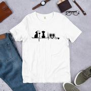 猫と犬 ハートビート Tシャツ | 動物好きに人気