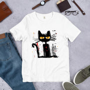 手描き風 黒猫アート Tシャツ ｜ 猫好き・個性的ファッションに人気