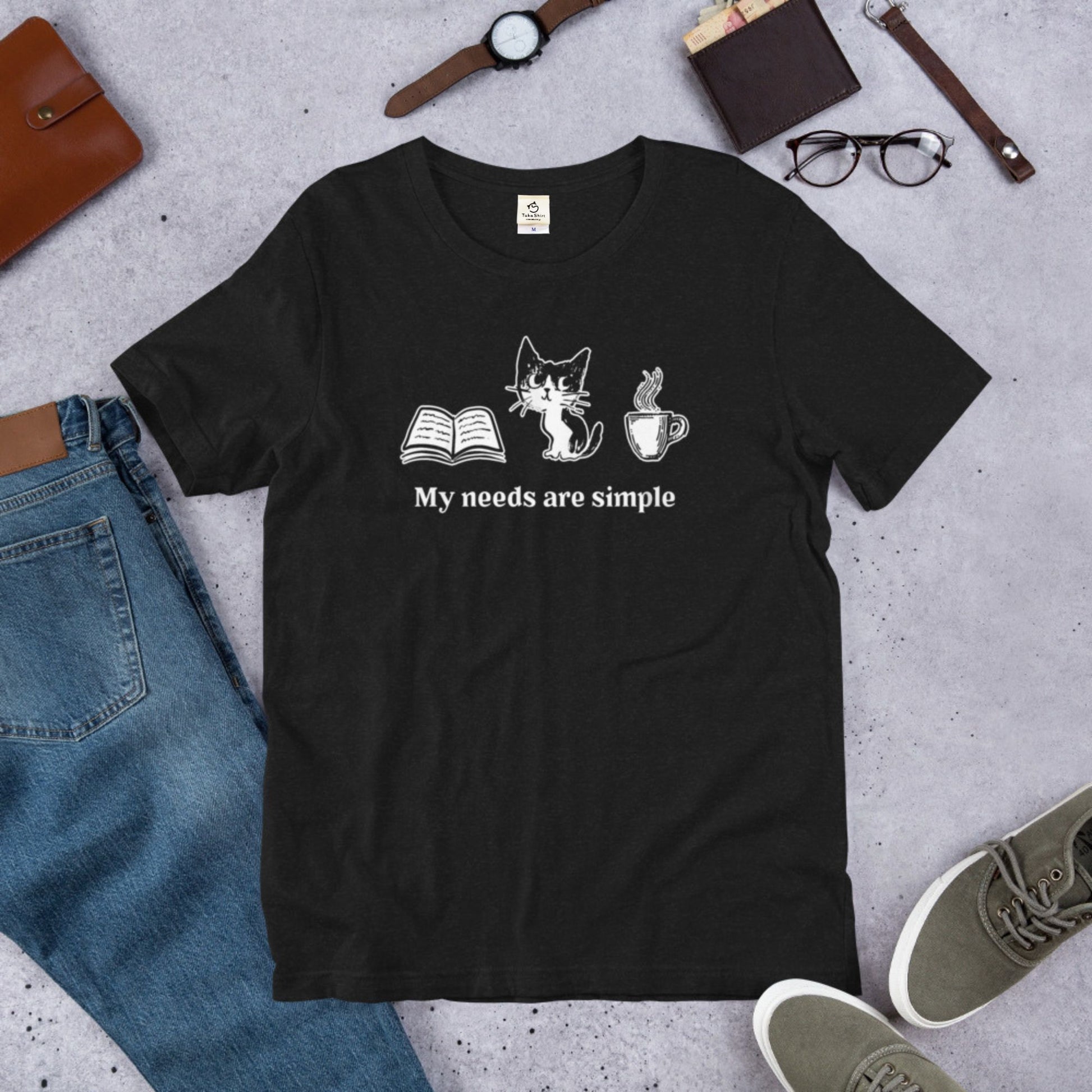 猫tシャツ ねこ 猫イラスト Book Cat Coffee｜アダルト&キッズサイズ.