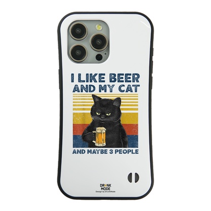 ケース ねこ 猫イラスト I LIKE BEER AND MY CAT スマホ ケース iPhone8, SE2, SE3 ~ ケース iPhone16シリーズ