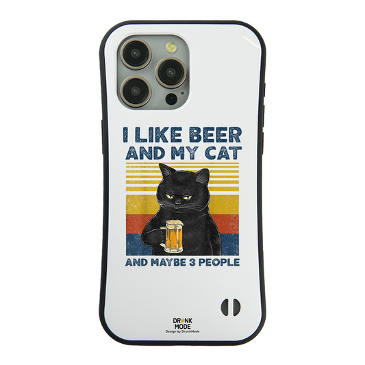 ケース ねこ 猫イラスト I LIKE BEER AND MY CAT スマホ ケース iPhone8, SE2, SE3 ~ ケース iPhone16シリーズ