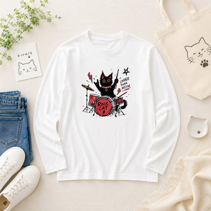 猫 ロン t 猫 長袖 t シャツ ねこ 猫イラスト猫 ジャズバンドロック猫