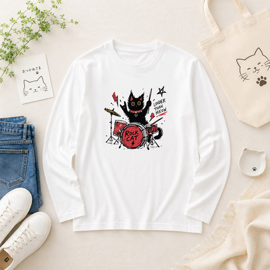 猫 ロン t 猫 長袖 t シャツ ねこ 猫イラスト猫 ジャズバンドロック猫