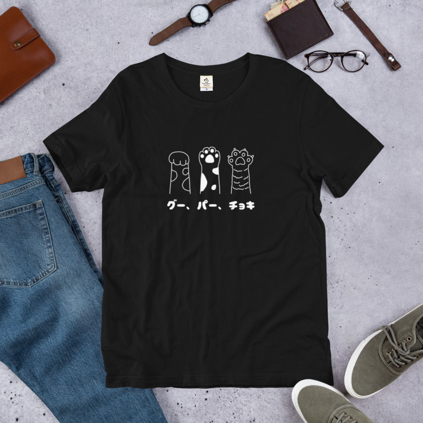 猫tシャツ ねこ 猫イラスト グー、パー、チョキ｜アダルト&キッズサイズ