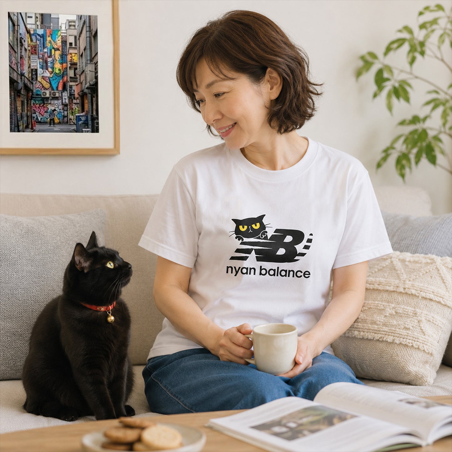 Nyan Balance 猫Tシャツ ｜おもしろ猫デザイン