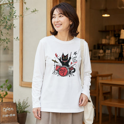 猫 ロン t 猫 長袖 t シャツ ねこ 猫イラスト猫 ジャズバンドロック猫