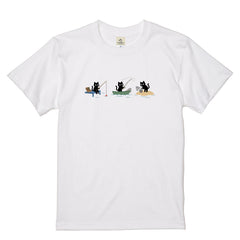 釣り黒猫 Tシャツ ｜ 猫好き・釣り好きに人気