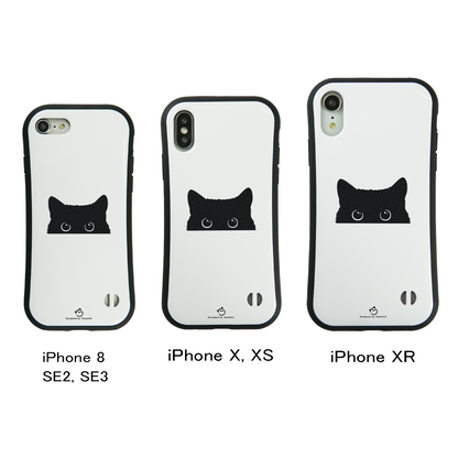 ケース ねこ 猫イラスト  可愛い黒い猫 スマホ ケース iPhone8, SE2, SE3 ~ ケース iPhone16シリーズ