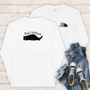 猫 ロン t 猫 長袖 t シャツ ねこ 猫イラスト The Cat Face & Don't disturb |フロント&バックプリント