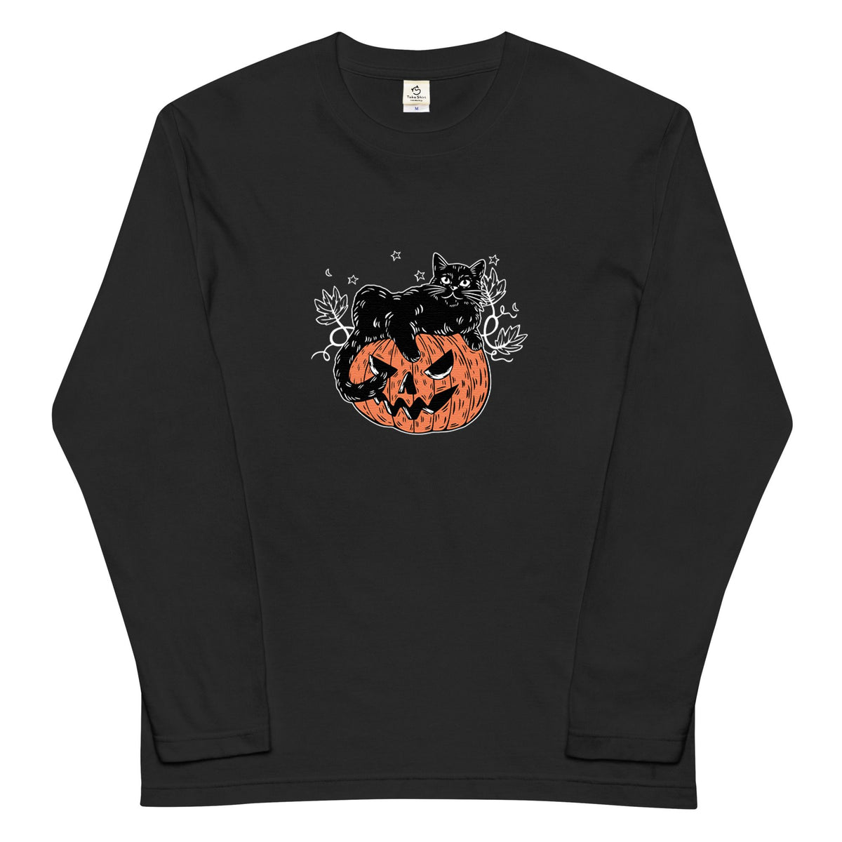 猫 ロン t 猫 長袖 t シャツ ねこ 猫イラスト 黒猫 ハロウィン1
