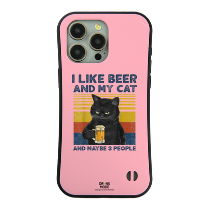 ケース ねこ 猫イラスト I LIKE BEER AND MY CAT スマホ ケース iPhone8, SE2, SE3 ~ ケース iPhone16シリーズ