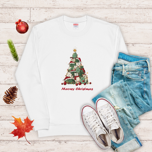 【クリスマス限定商品】猫 トレーナー ねこ かわいい 猫イラスト 猫クリスマス.