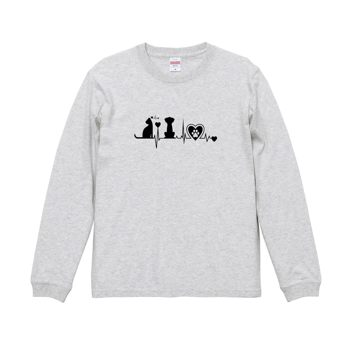 猫 長袖Tシャツ｜猫と犬 ハートビート 猫イラスト｜ねこ ロンT メンズ レディース S-2XL
