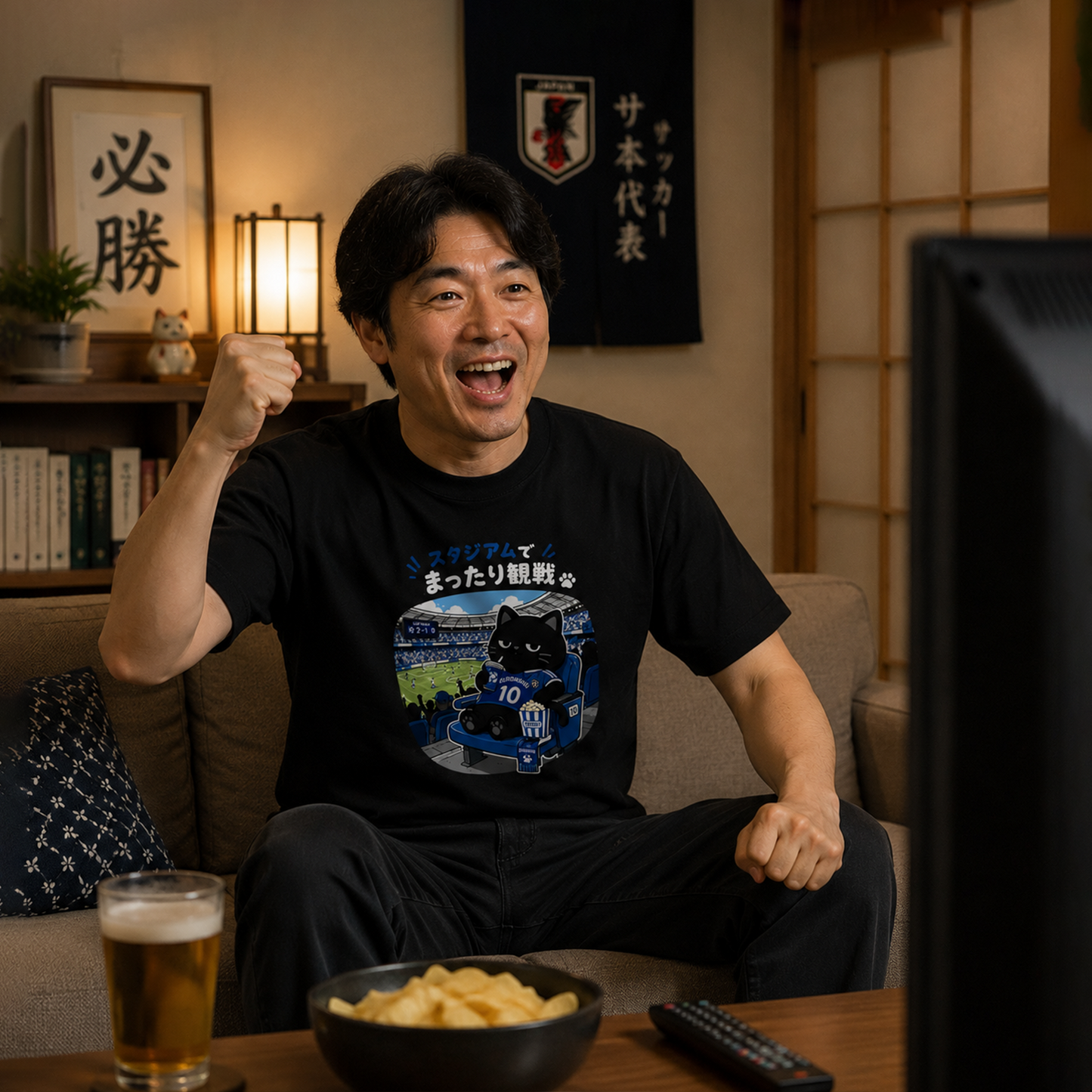 くろまるTシャツ｜スタジアムでまったり観戦｜ワールドカップ応援デザイン