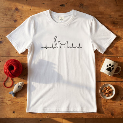 ハートビート 猫Tシャツ ｜かわいい猫デザイン