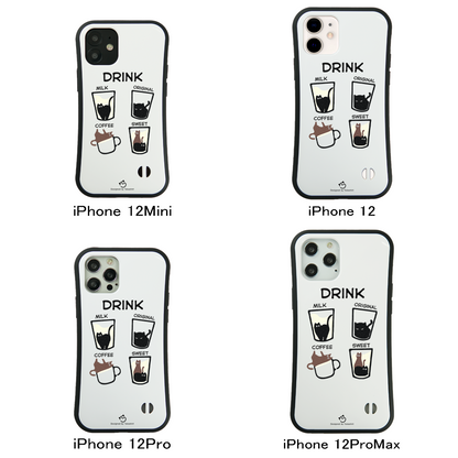 ケース ねこ 猫イラスト 猫ドリンク  スマホ ケース iPhone8, SE2, SE3 ~ ケース iPhone16シリーズ