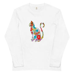 猫 ロン t 猫 長袖 t シャツ ねこ 猫イラスト FLOWER CAT.