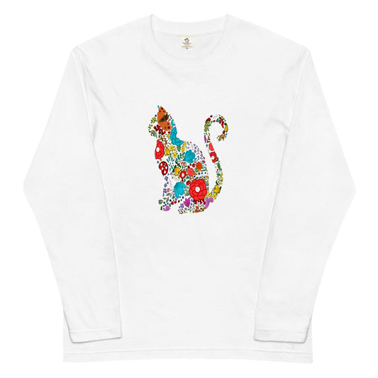 猫 ロン t 猫 長袖 t シャツ ねこ 猫イラスト FLOWER CAT.