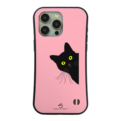 ケース ねこ 猫イラスト覗き見する猫   スマホ ケース iPhone8, SE2, SE3 ~ ケース iPhone16シリーズ