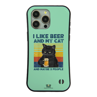 ケース ねこ 猫イラスト I LIKE BEER AND MY CAT スマホ ケース iPhone8, SE2, SE3 ~ ケース iPhone16シリーズ